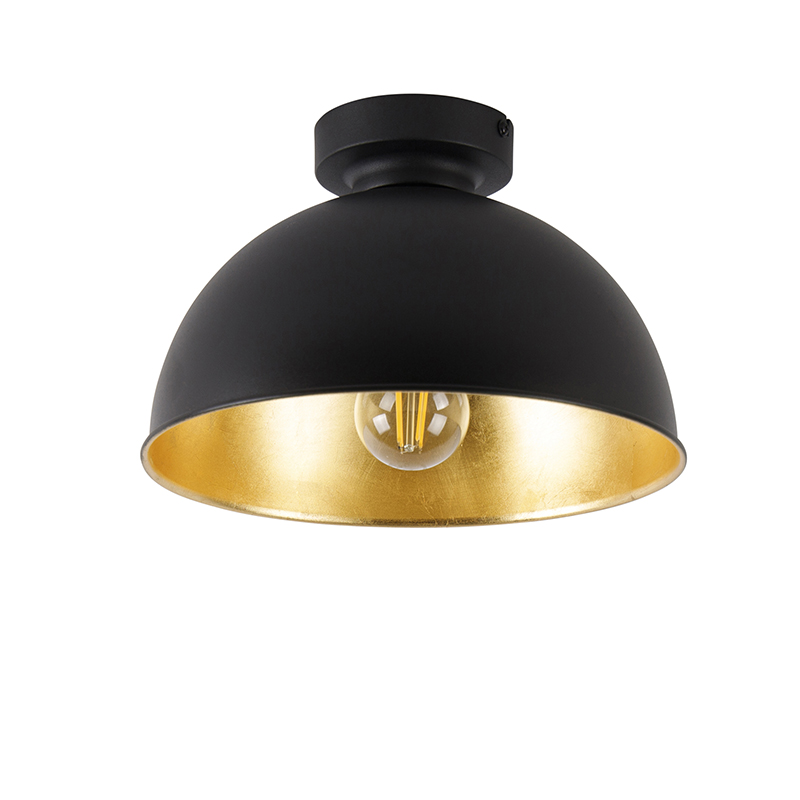 Industrielle Deckenleuchte schwarz mit Gold 28 cm - Magnax