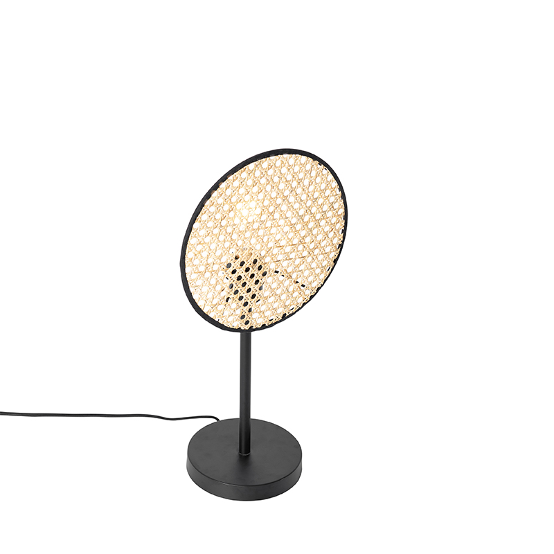 Rustic Table Lamp Black with Rattan 25 cm - Kata