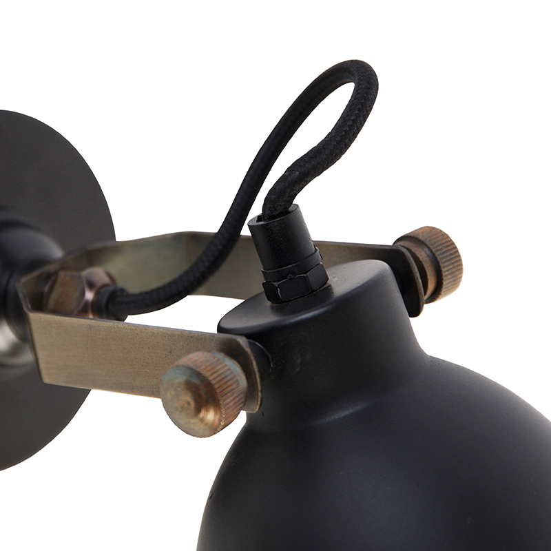 Aplique industrial negro con dorado regulable - Liko