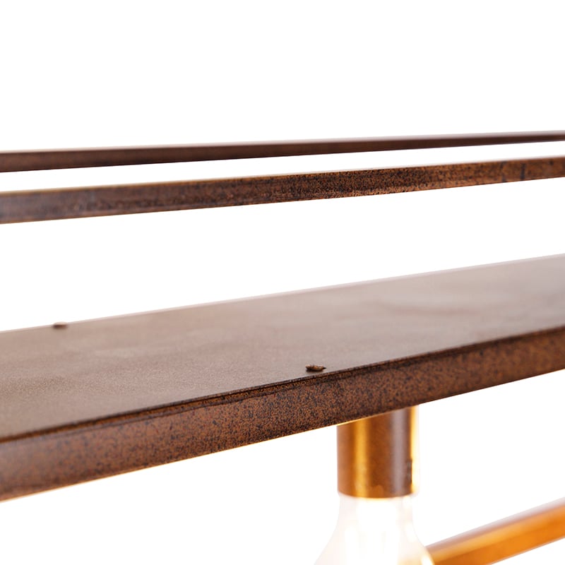 Lampada a sospensione industriale marrone ruggine con cremagliera a 4 luci - Cage Rack