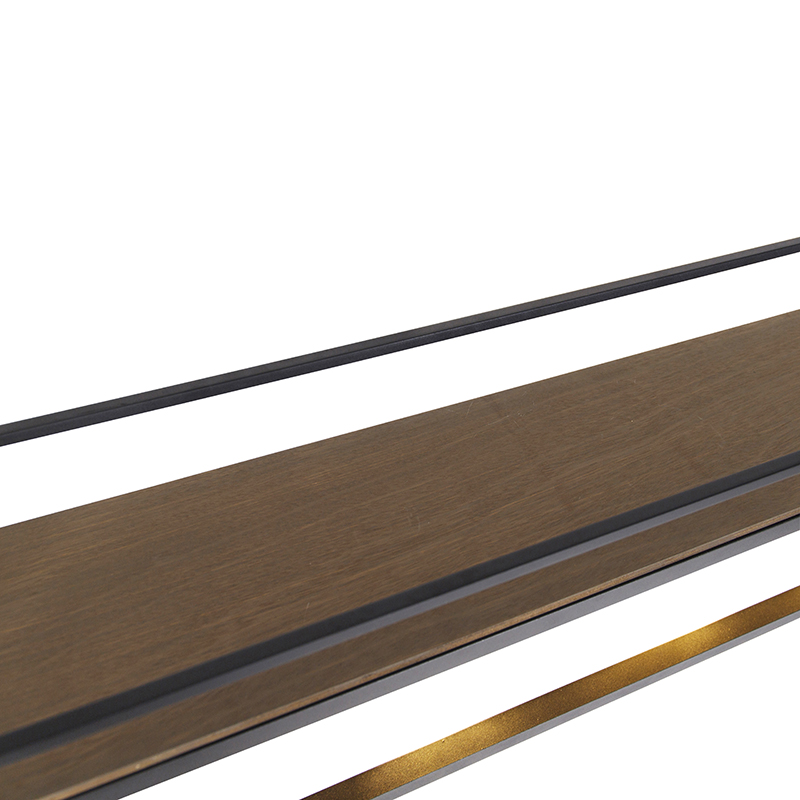 Lampada a sospensione industriale nera con legno e cremagliera 4 luci - Cage Rack