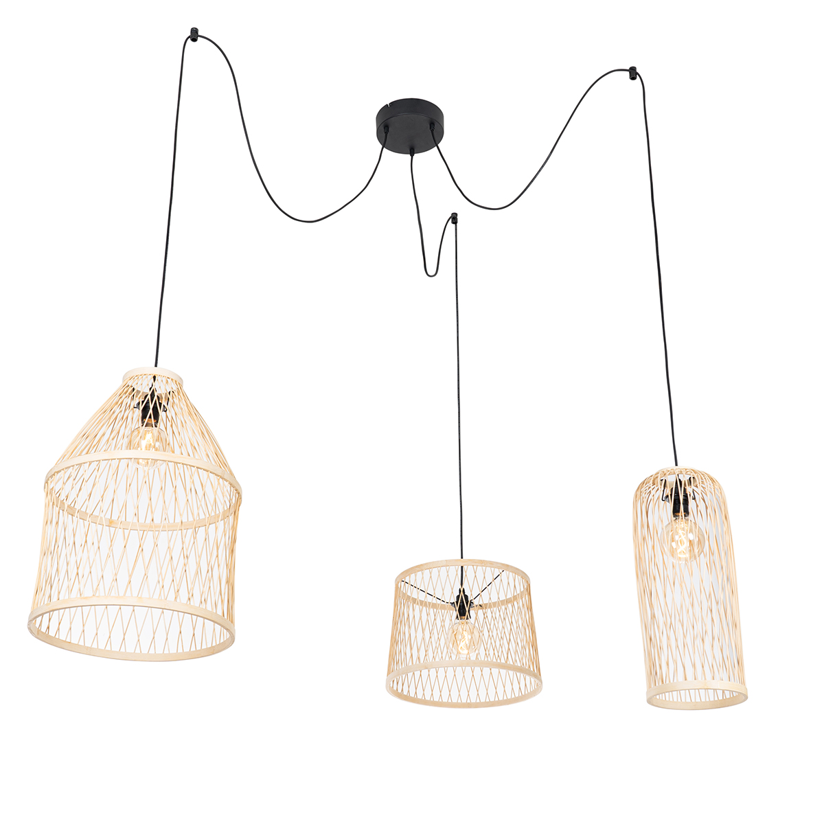 Rustic Outdoor Pendant Light Rattan 3-Light - Calamus