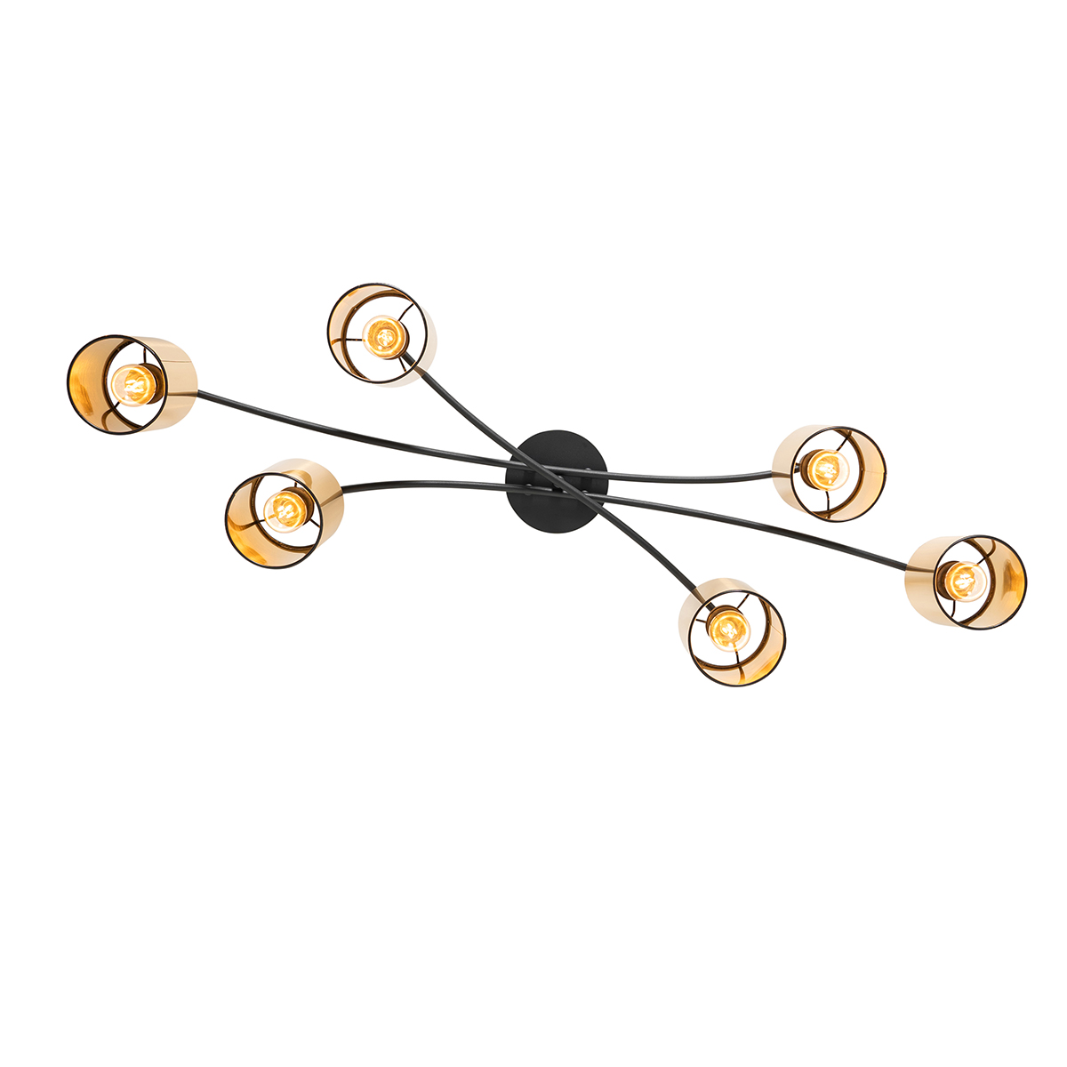 Plafoniera moderna nera con oro 6 luci - Lofty