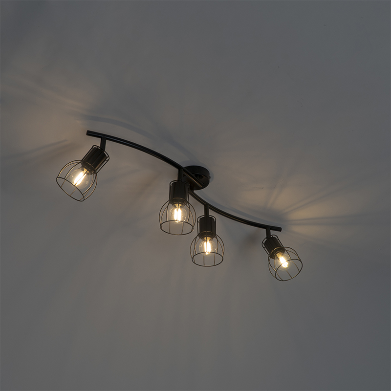 Faretto da soffitto moderno nero 86 cm 4 luci - Botu