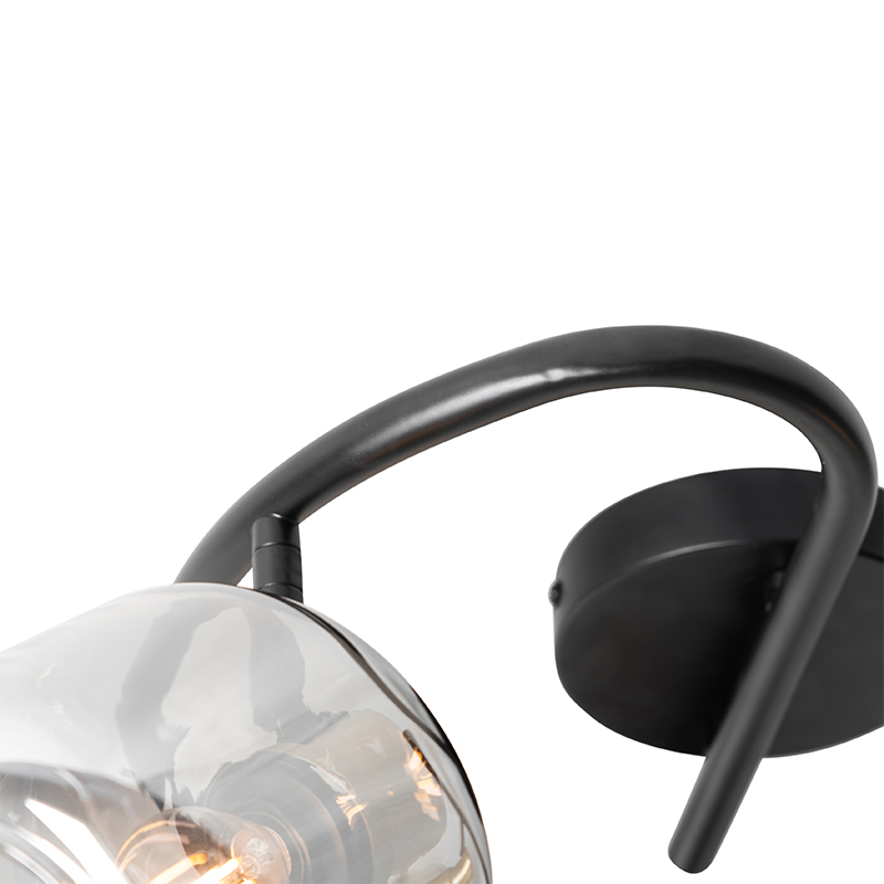 Foco de techo negro con cristal ahumado redondo 3 luces - Zuzanna