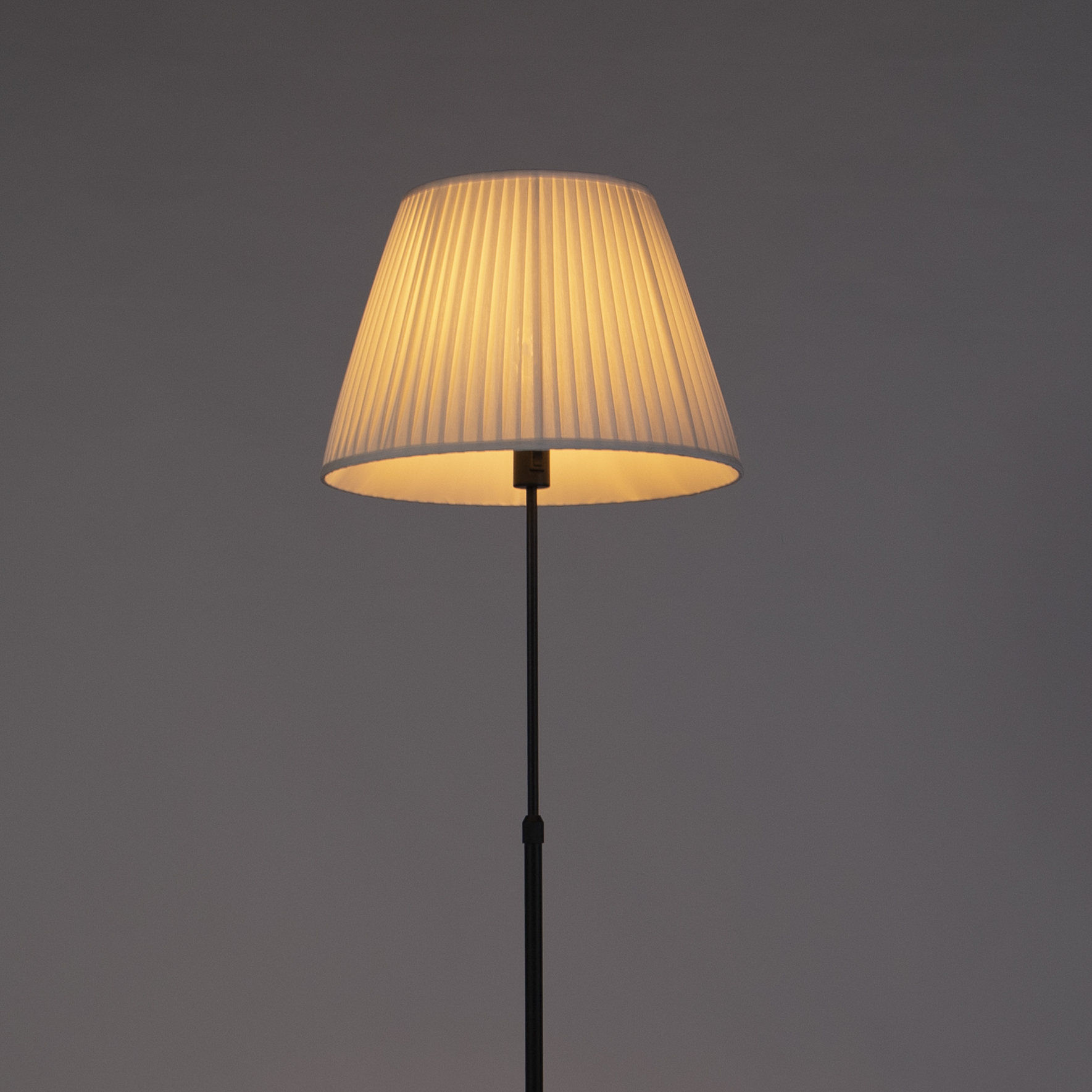 Floor Lamp Black with Pleated Cream Lampshade 45 cm Adjustable - Parte