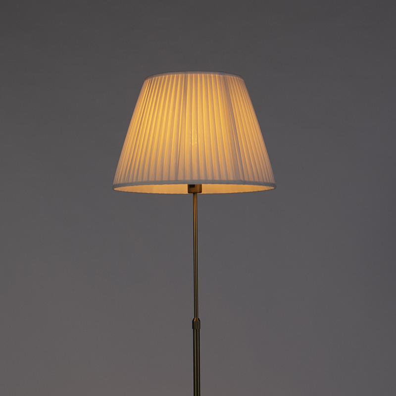 Lampadaire bronze avec abat-jour plissé crème 45 cm réglable - Parte