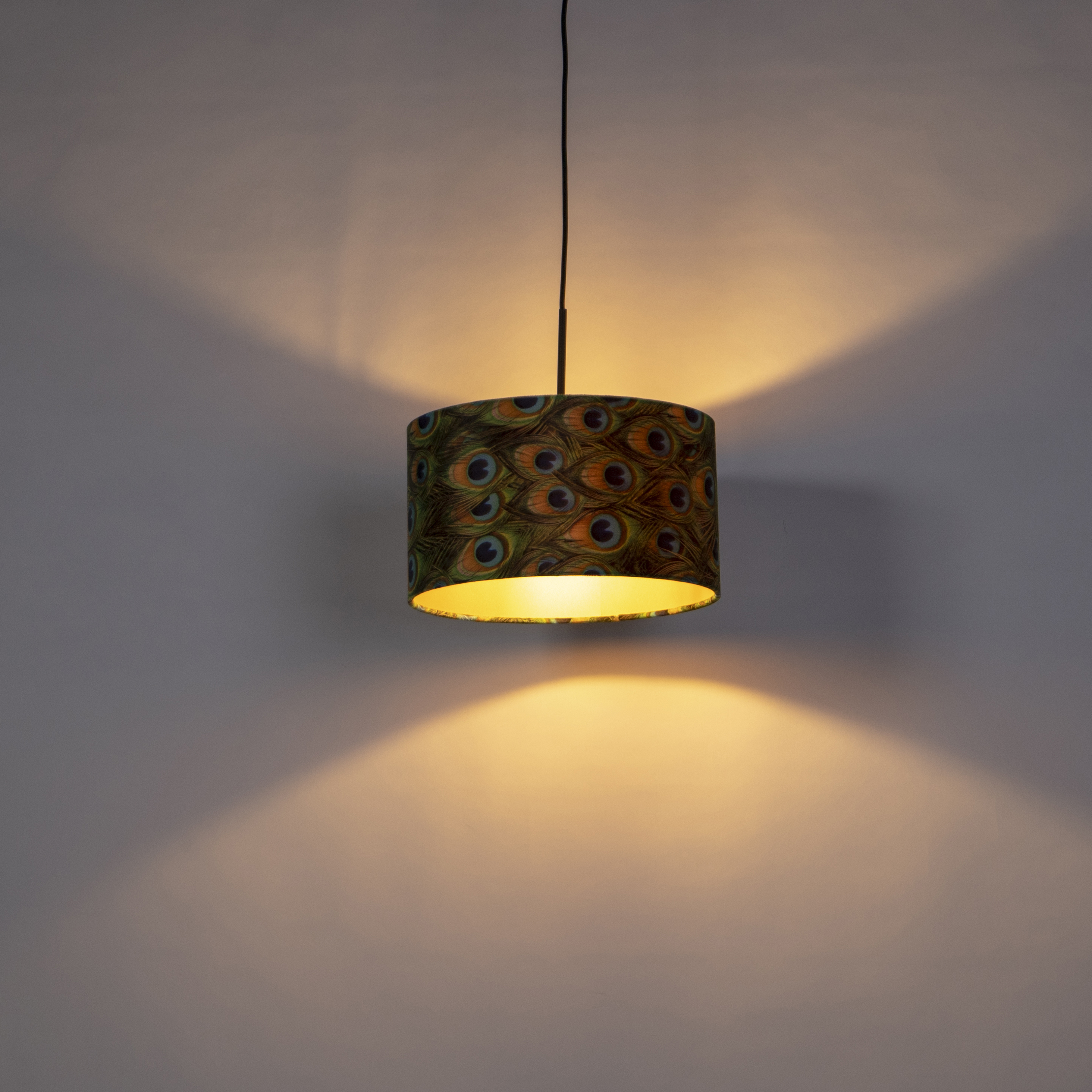 Suspension avec abat-jour en velours paon avec or 35 cm - Combi