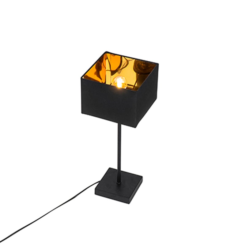 Lampada da tavolo moderna con paralume in tessuto nero con oro - VT 1