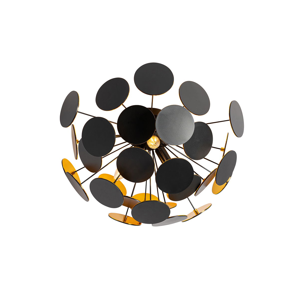 Design Deckenleuchte Schwarz mit Gold 54cm 3-flammig - Cerchio
