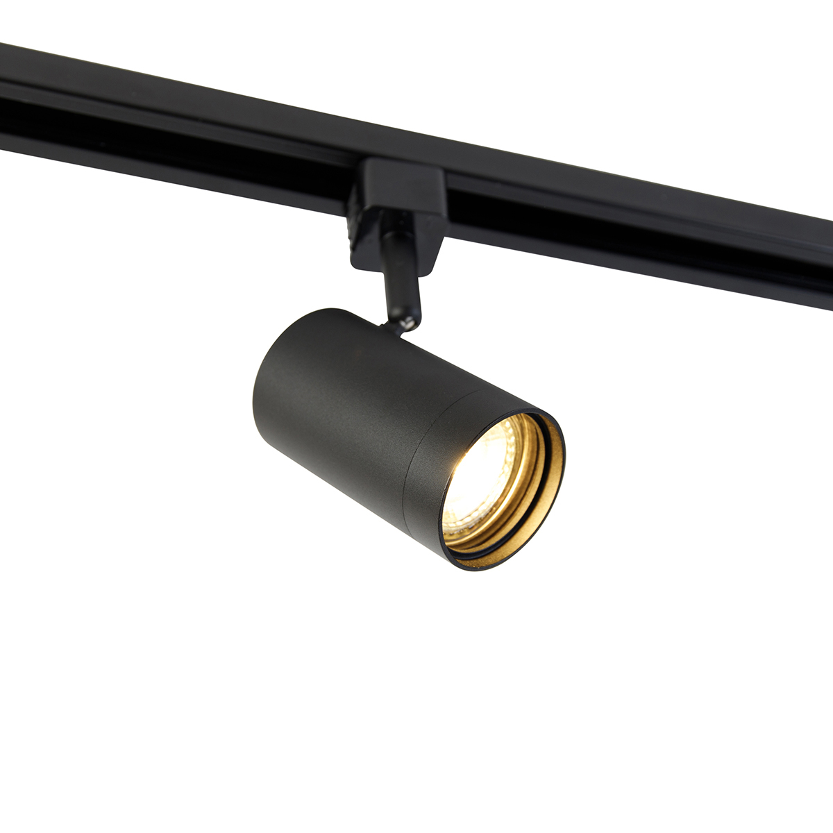 Sistema de iluminación de riel moderno con 6 focos negros monofásico de 286 cm - Iconic Jeana