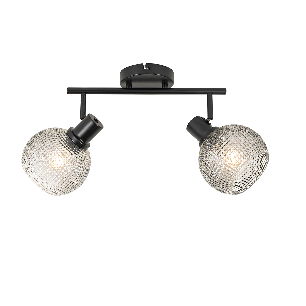 Foco de diseño negro con cristal ahumado 2 luces - Chico