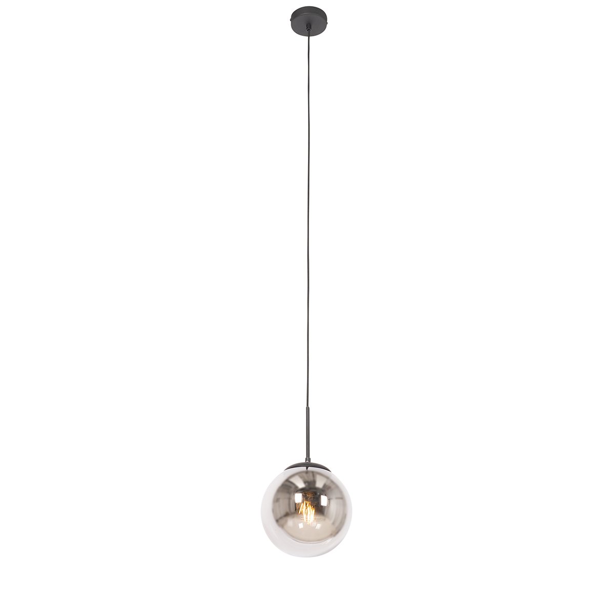 Art Deco Pendant Light Black with Smoke Glass - Flore
