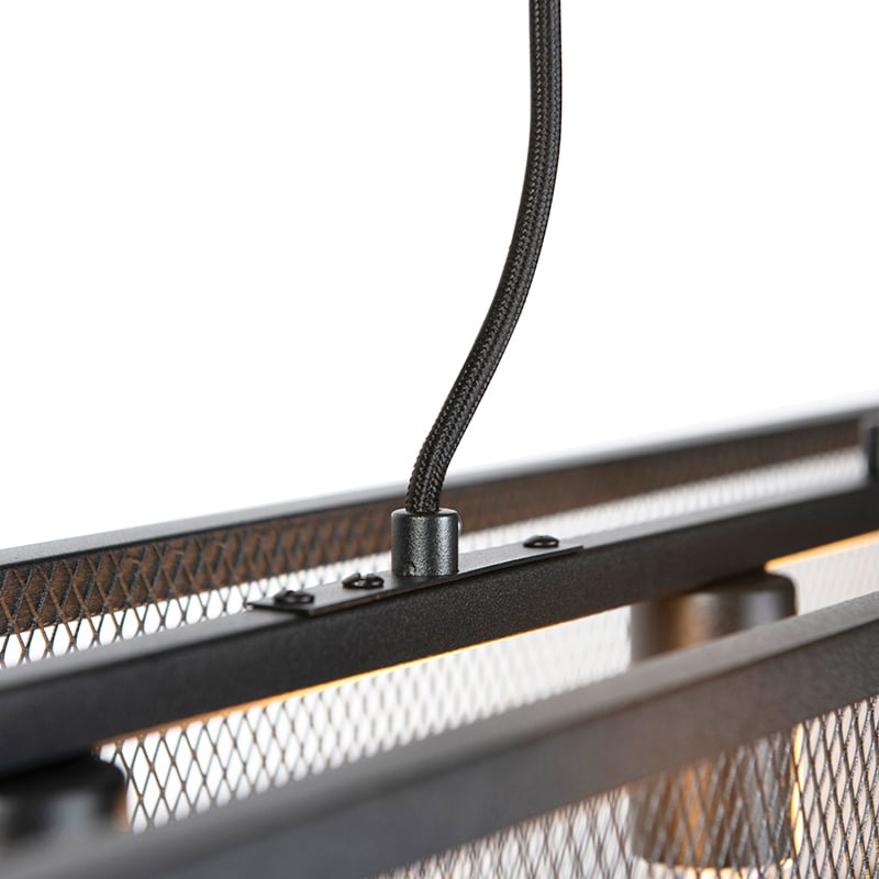 Lámpara colgante industrial negra con efecto tejido 4 luces - Cage
