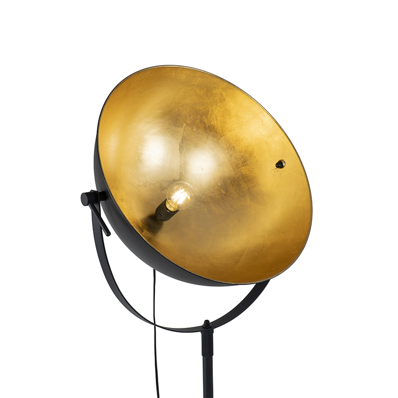 Lampadaire industriel noir 50 cm avec or réglable - Magnax