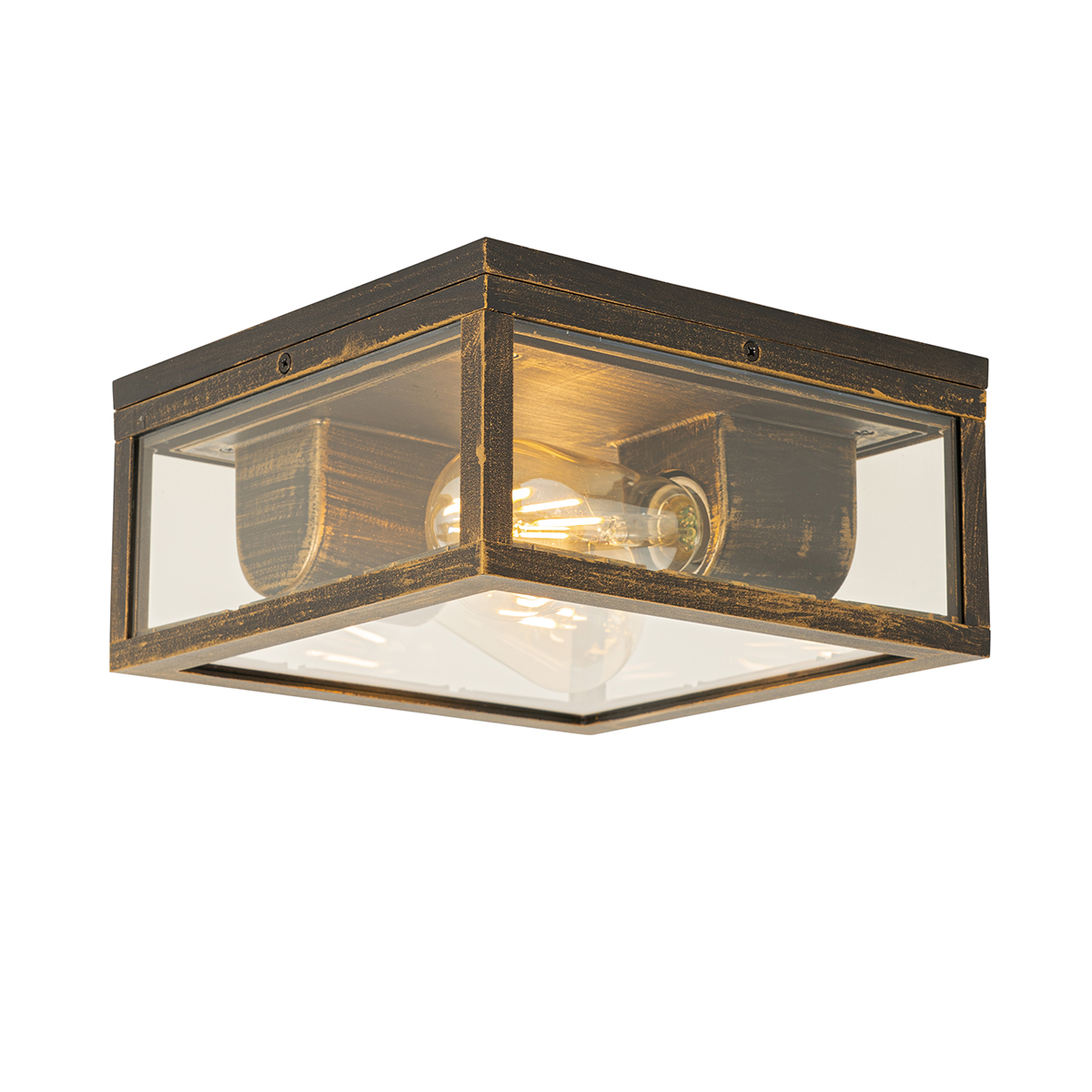 Plafón vintage oro antiguo IP44 2 luces - Charlois
