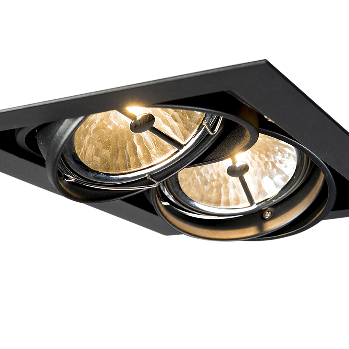 Set of 12 Recessed Spotlights Black AR111 Adjustable 2-Light - Oneon