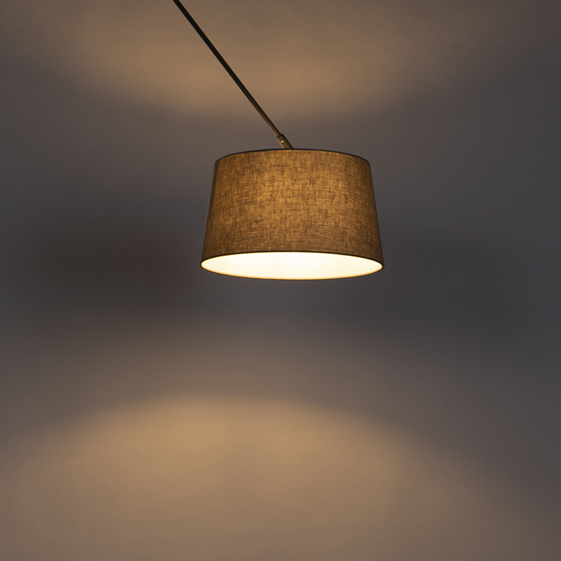 Hängelampe mit Leinenschirm taupe 35 cm - Blitz I schwarz