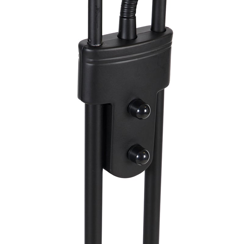 Lámpara pie negra LED y dimmer con lámpara de lectura tenue a cálida - EMPOLI