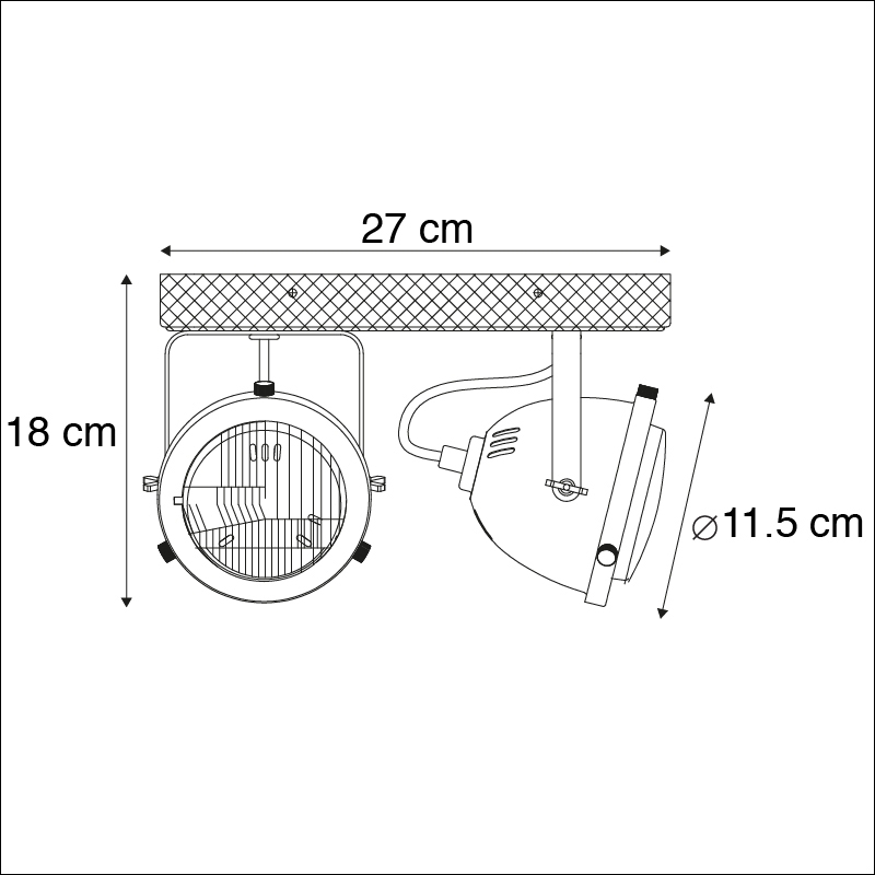 Industrial Smart Spotlight Grey with Wood incl. 2 WiFi GU10 - Emado