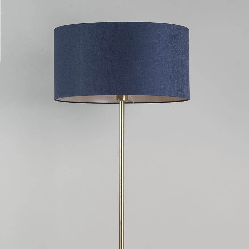 Lampada da terra in ottone paralume blu 50cm - KASO