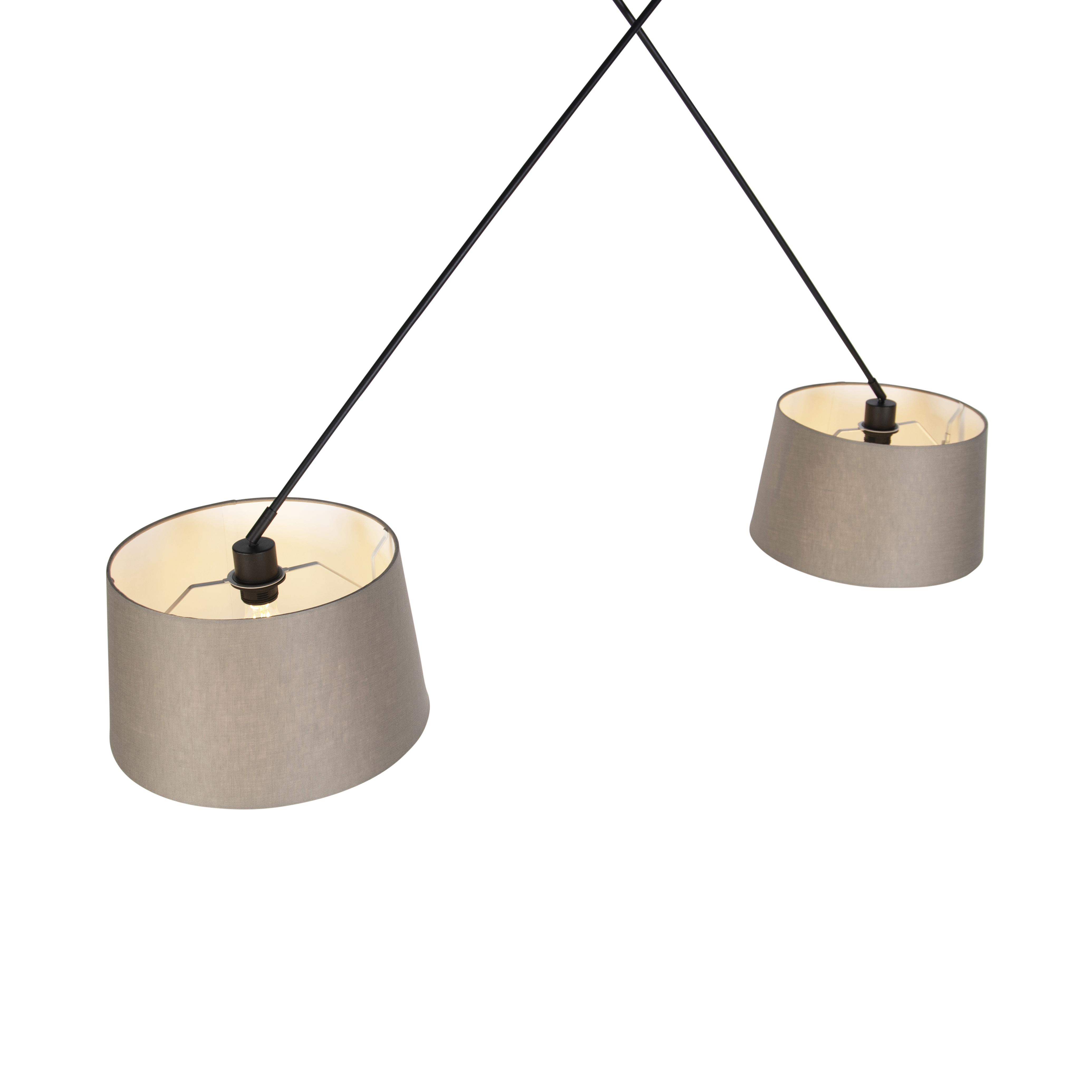 Lámpara colgante negra con pantallas de lino color topo 35 cm 2 luces - Blitz