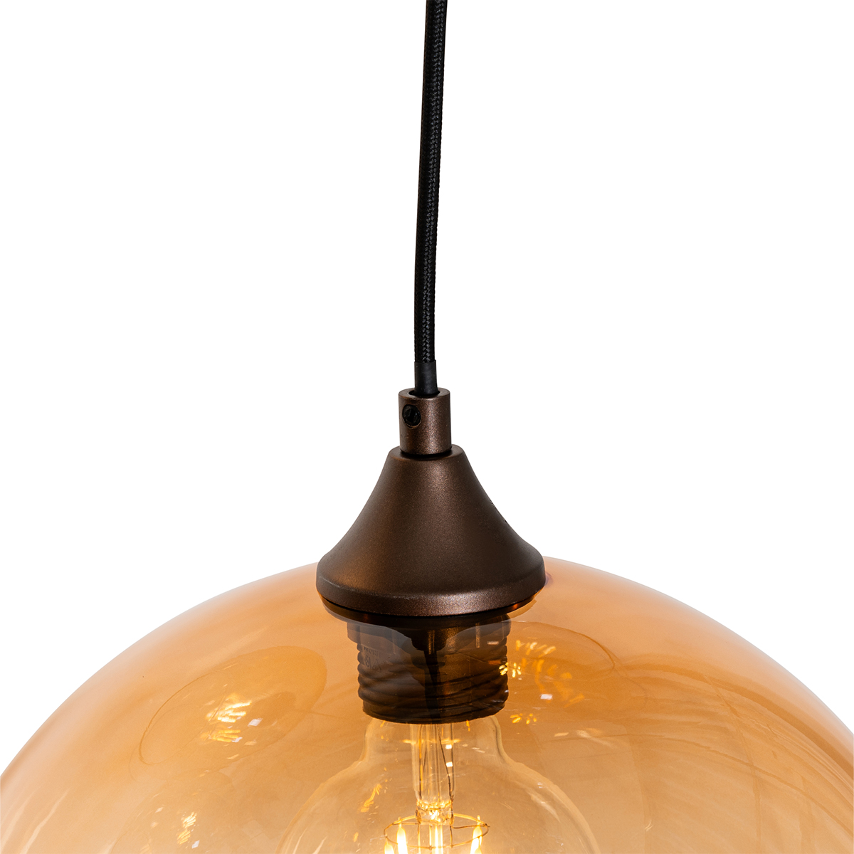 QAZQA Art Déco Lámpara Colgante Art Deco Negra Con Cristal Ahumado Vidro Vidrio Acero Redonda Adecuado Para Led Max 1 X 25 Watt 81630771