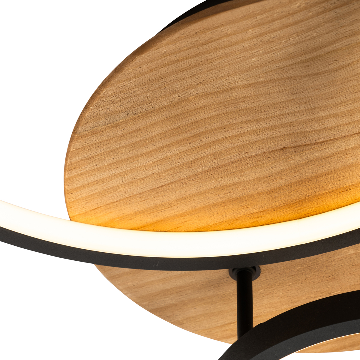 Plafón negro con madera incl. LED regulable 3 pasos 3 luces - Alec