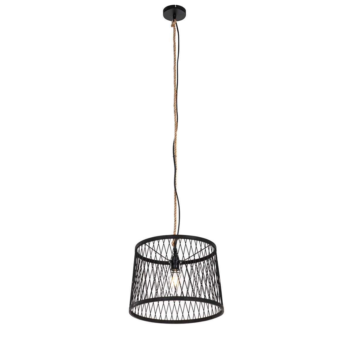 Lampada a sospensione da esterno rustica in rattan nero 40 cm - Calamus