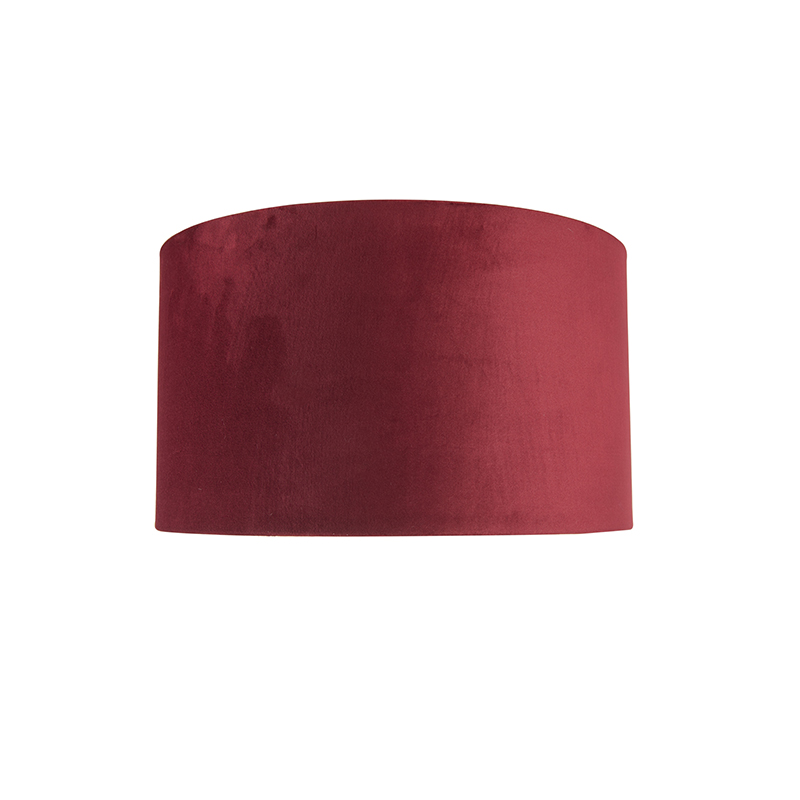 Abat-jour en velours rouge 35/35/20 avec intérieur doré