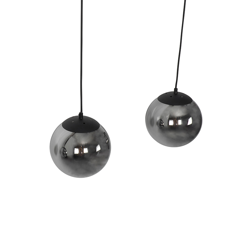Lámpara colgante Art Deco negra y cristal ahumado 3 luces - Pallon
