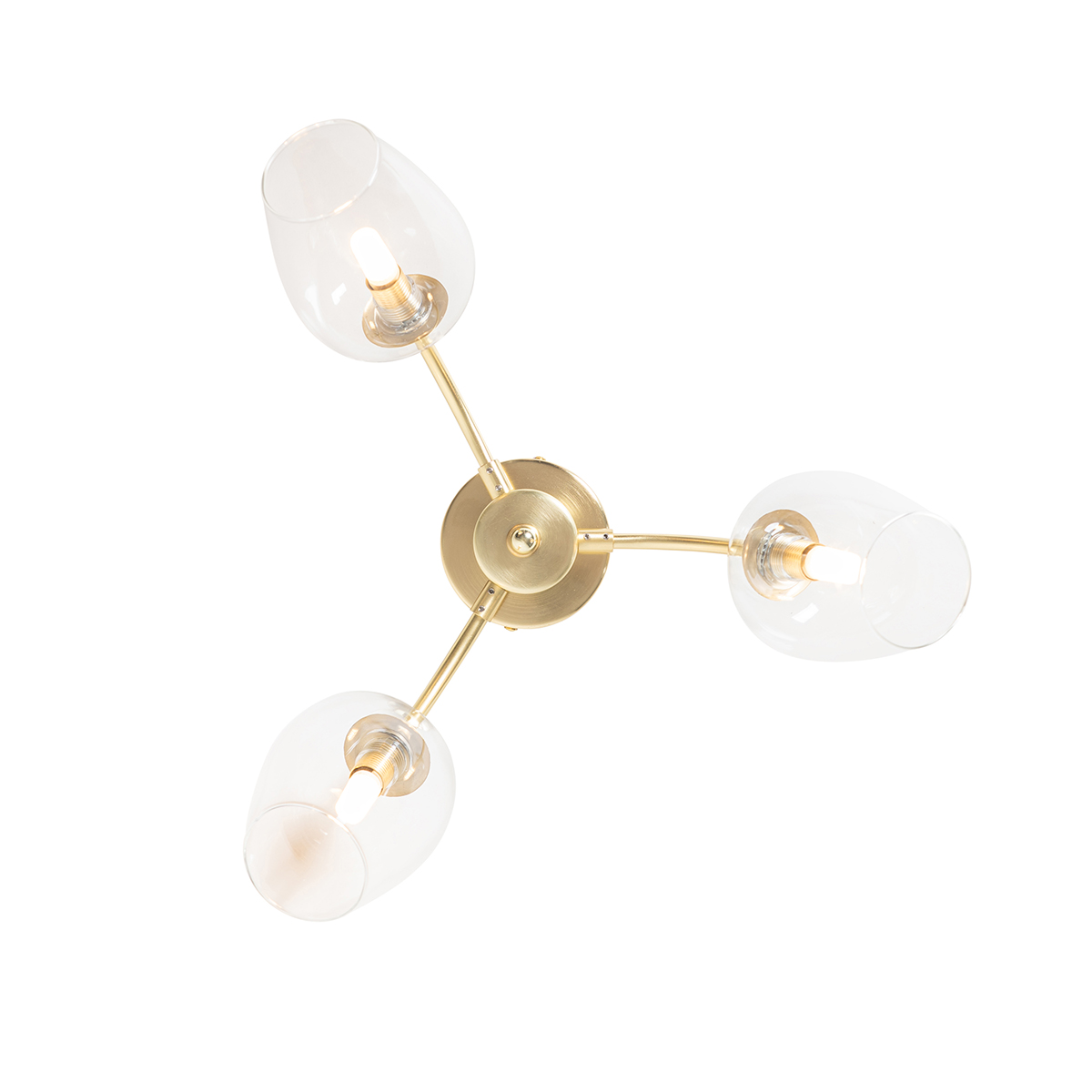 Plafoniera classica oro con vetro 3 luci - Elien