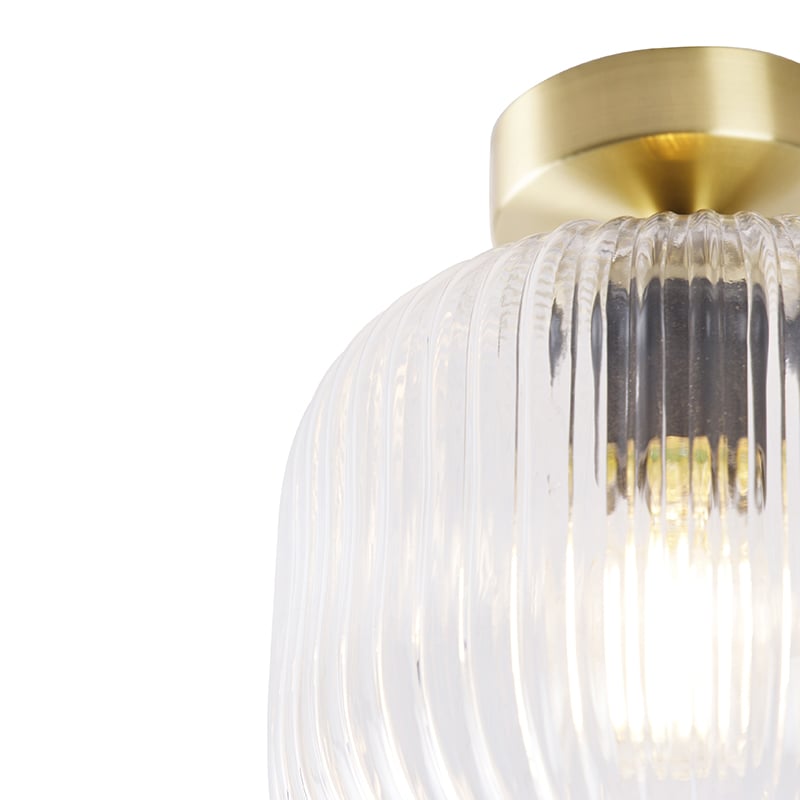 Art Deco Ceiling Lamp Brass with Clear Glass - Karel