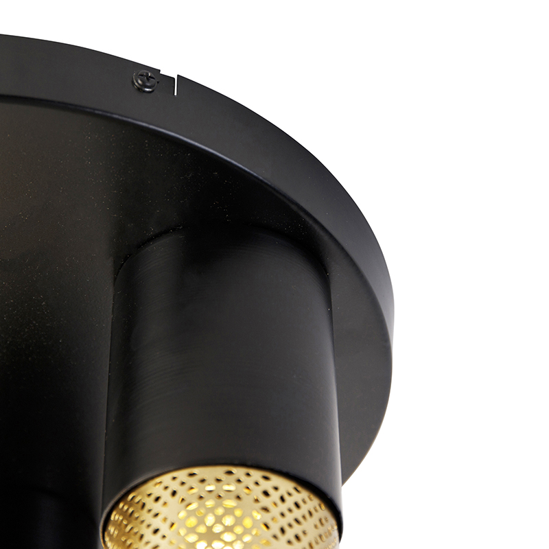 Plafoniera industriale nera con oro rotonda 3 luci - Raspi