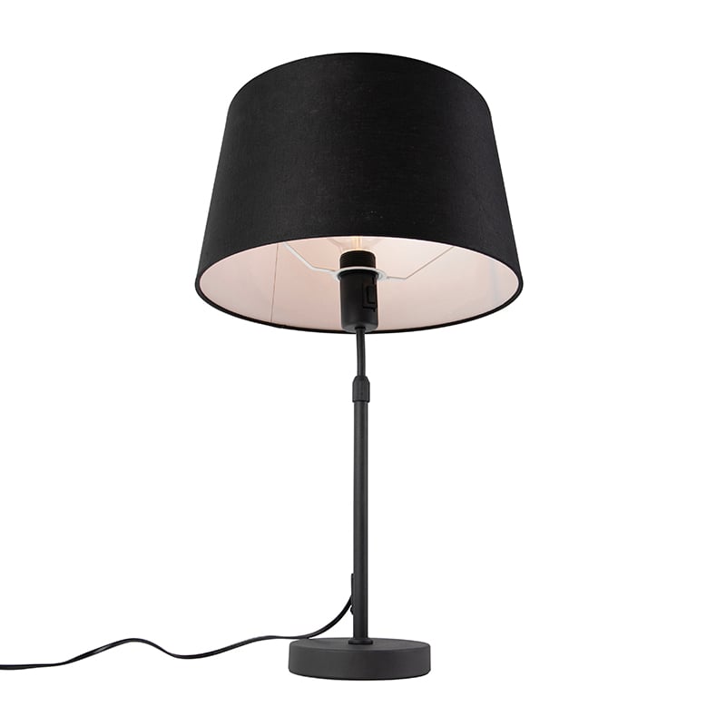 Table Lamp Black with Linen Lampshade Black 35 cm Adjustable - Parte