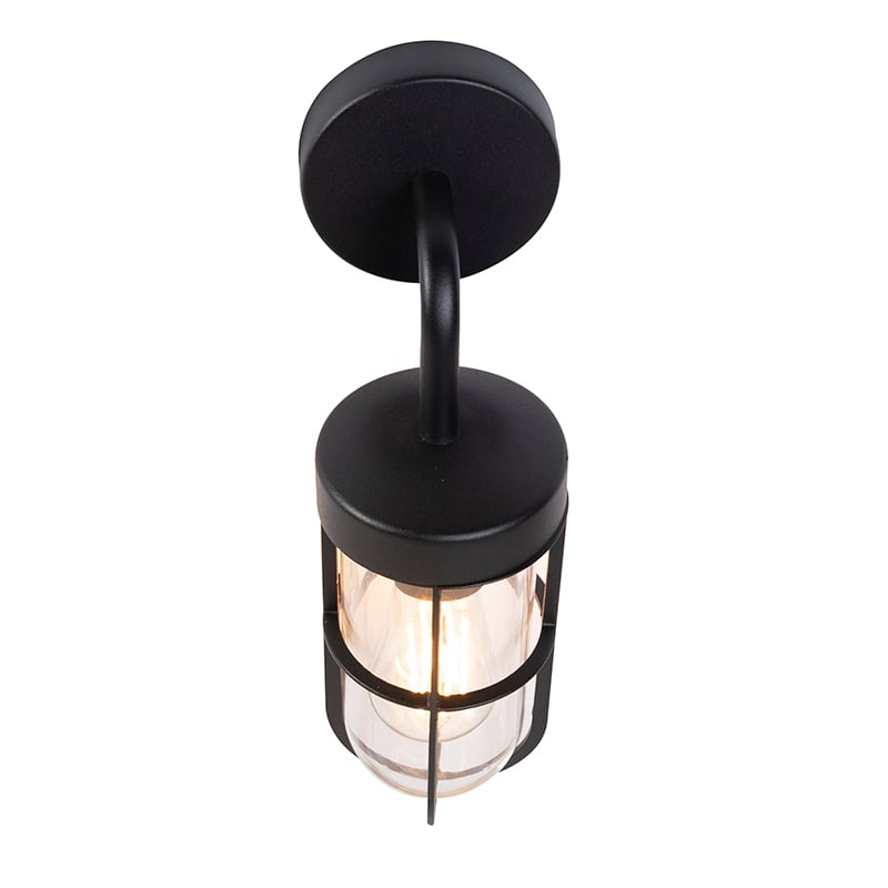 Country Wandleuchte schwarz mit Glas - Elza