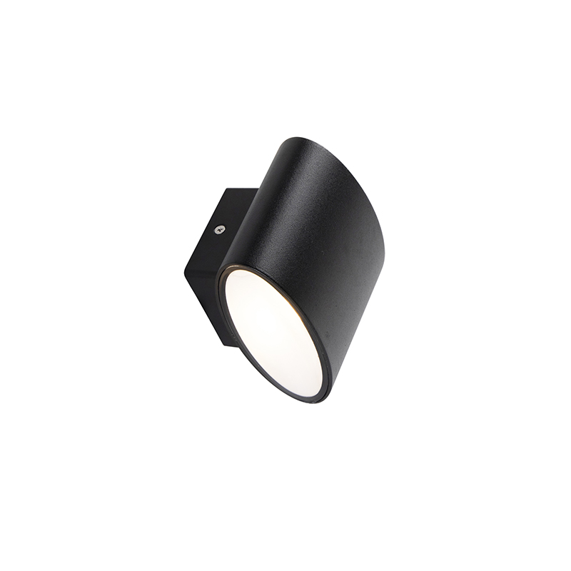 Aplique de pared exterior moderno negro con LED IP44 - Ovum