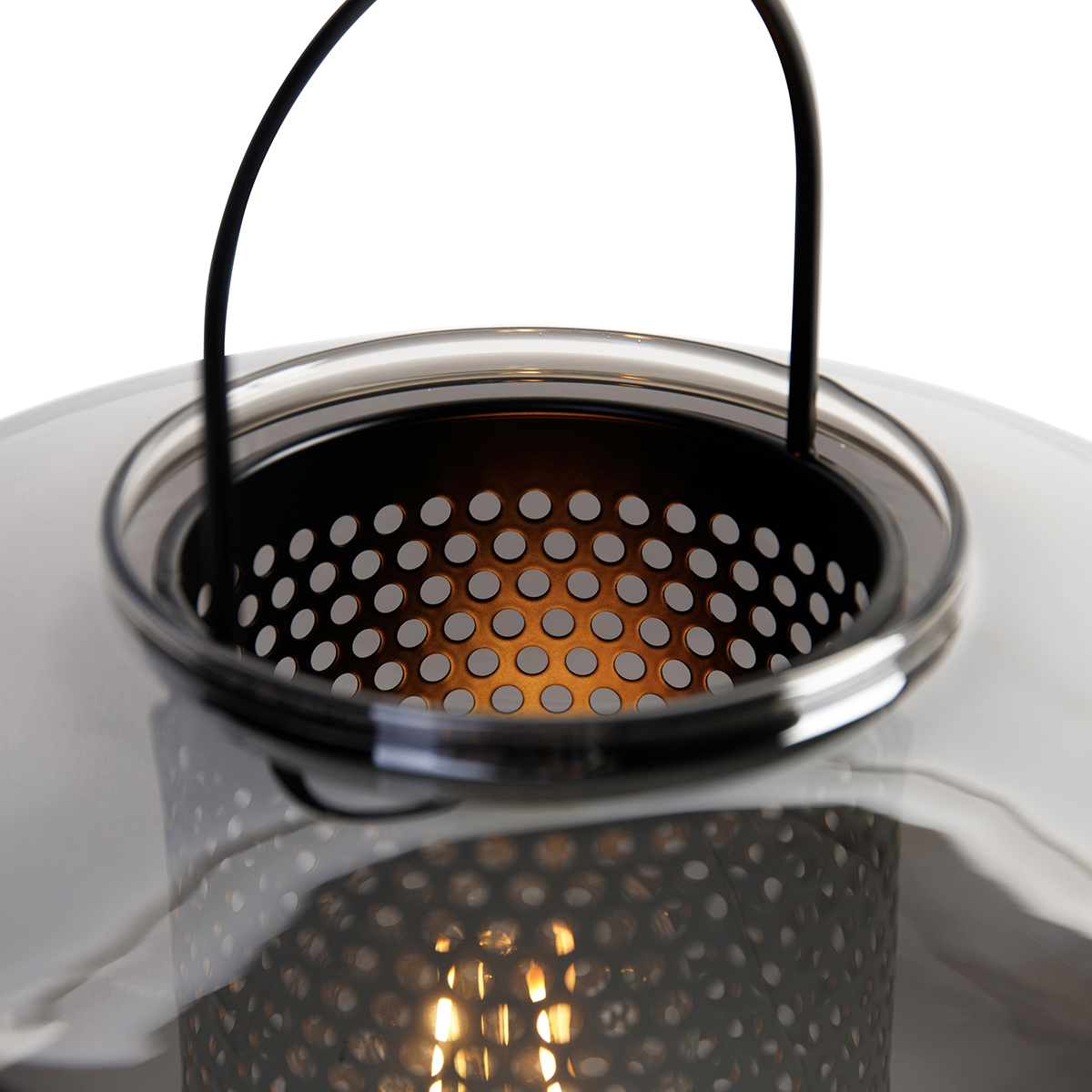 Lampada da tavolo Art Déco nera con vetro fumé 30 cm - Kevin