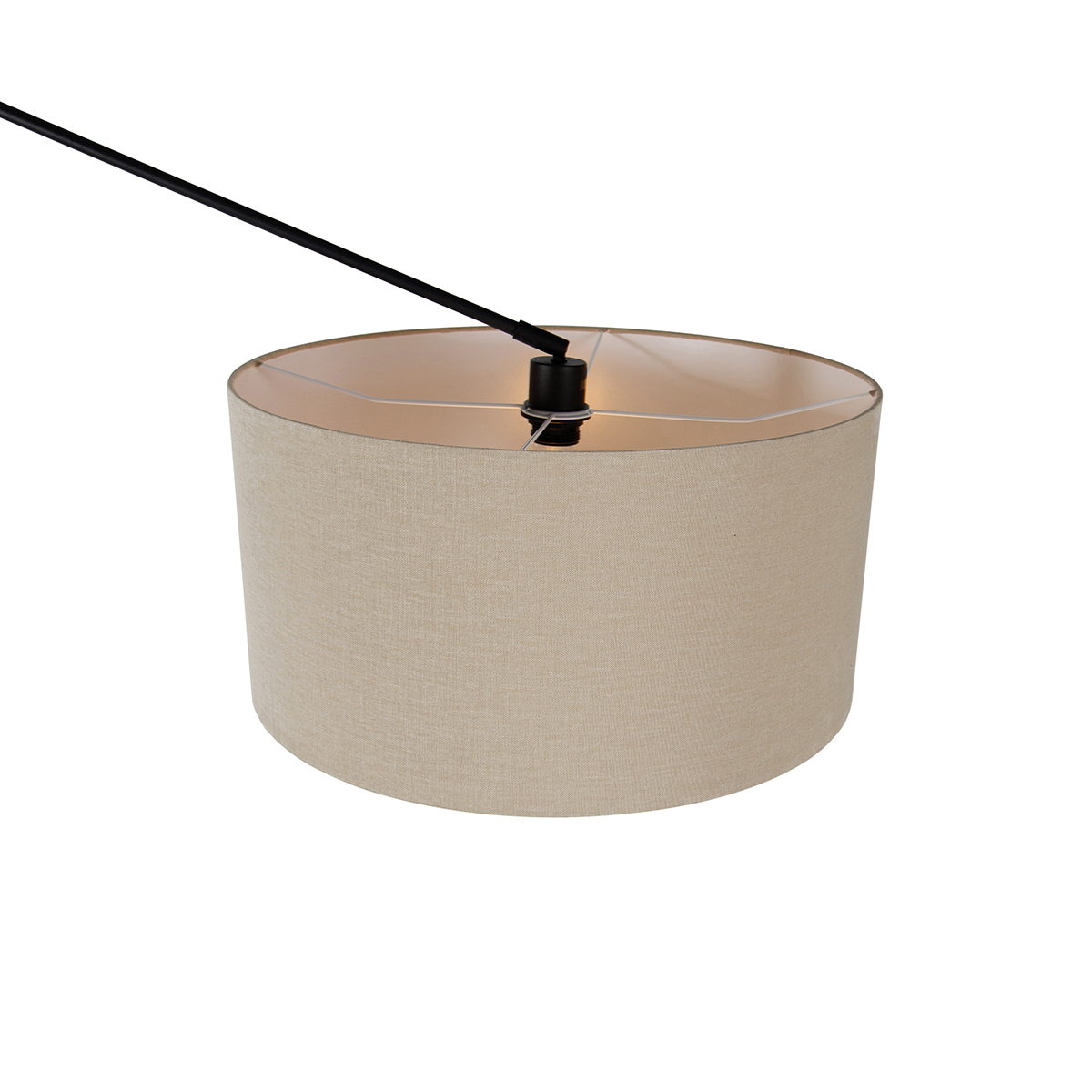 Floor Lamp Black with Light Brown Lampshade 50 cm Adjustable - Editor