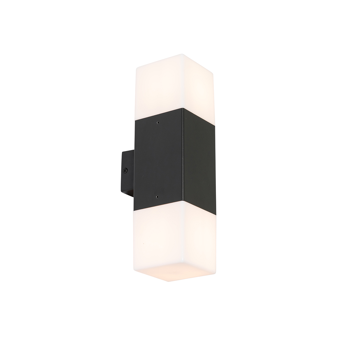 Lampada da parete per esterni nera con paralume opale 2 luci IP44 - Denmark
