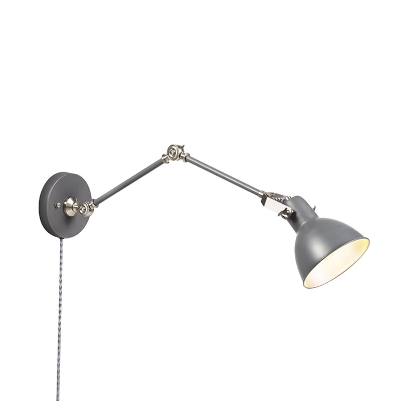 Lampada da parete industriale grigia regolabile - Dazzle