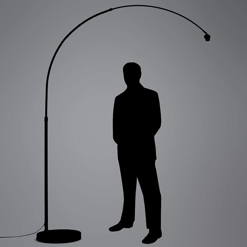 Lampada ad arco moderna cromata regolabile senza paralume