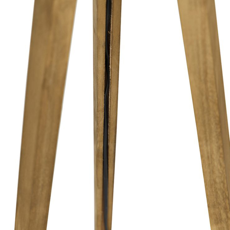 Lampada da terra a treppiede rustica in legno vintage con paralume grigio scuro 50 cm - Tripod Classic