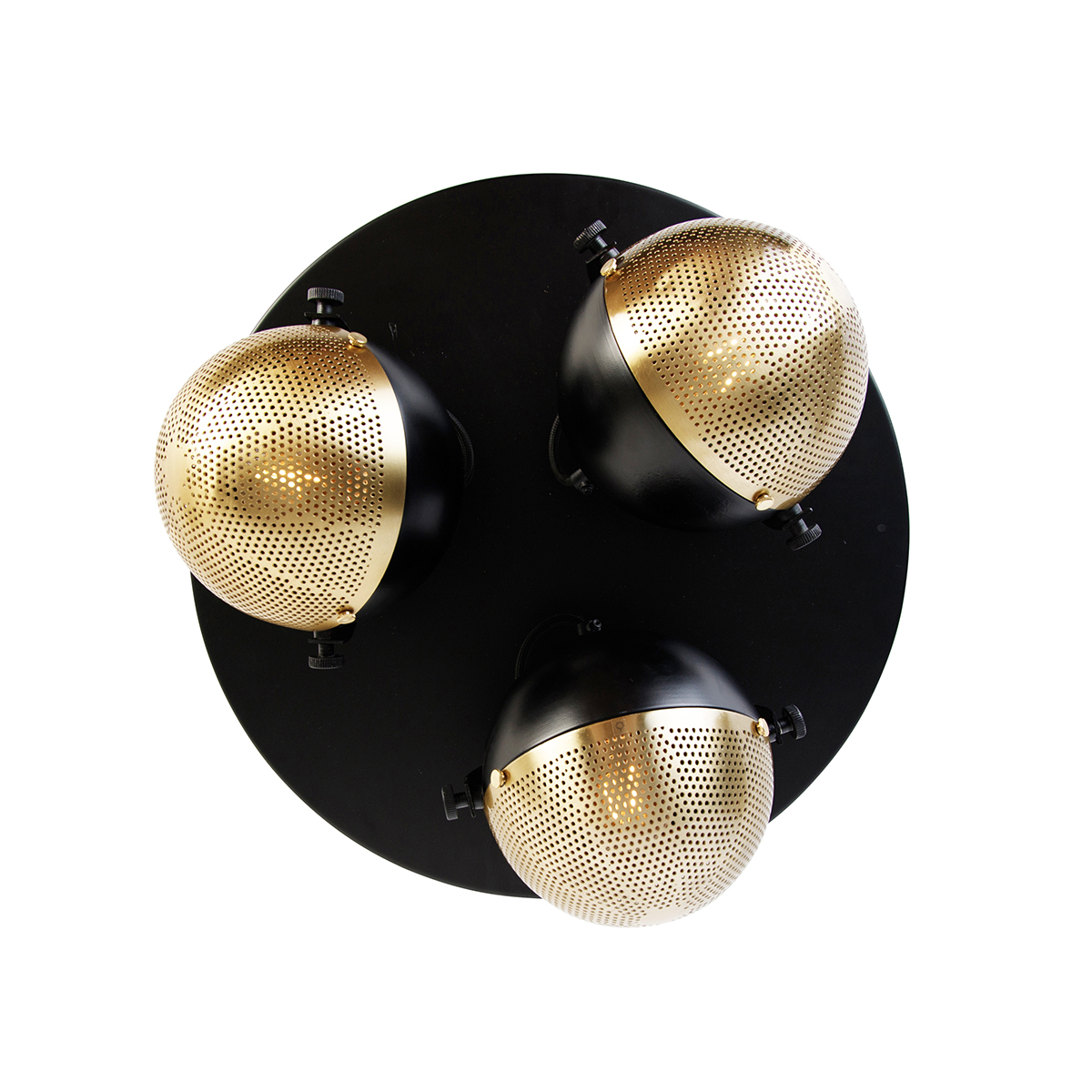 Faretto industriale nero con ottone 3 luci - Haicha