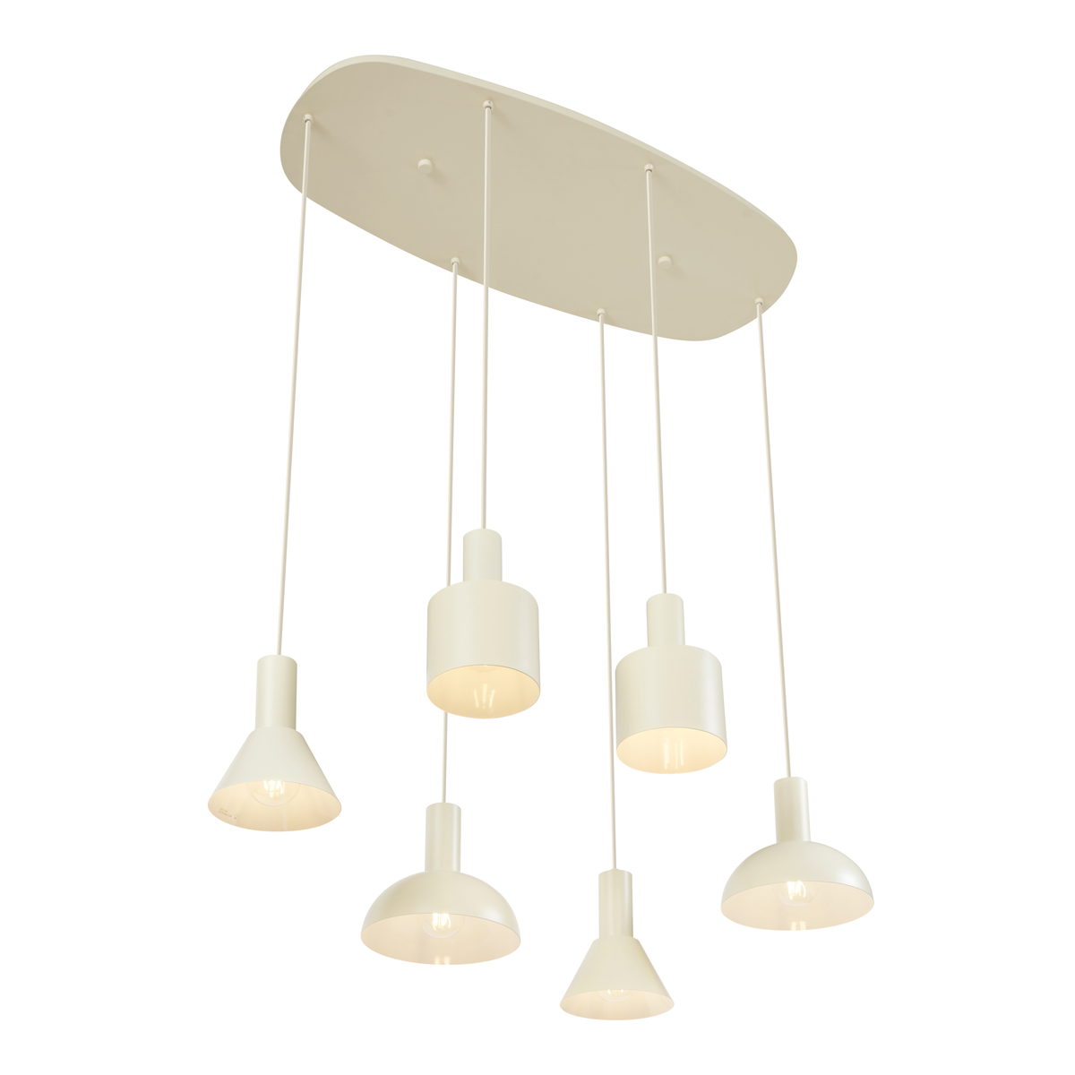 Lámpara colgante escandinava crema 6 luces - Biles