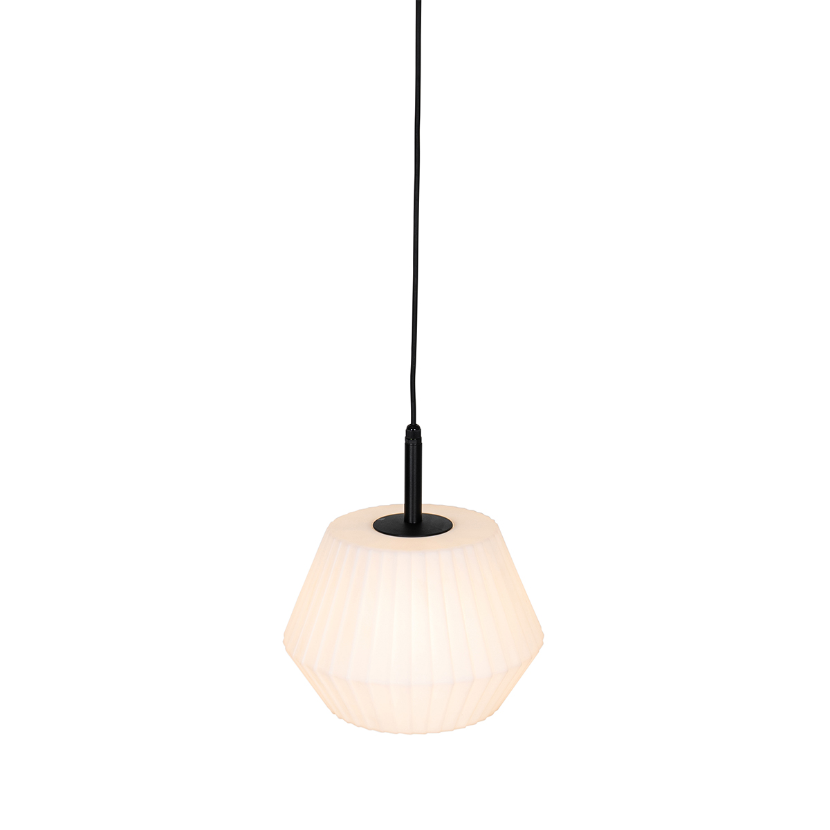 Lámpara colgante moderna de exterior negra con pantalla blanca 33 cm IP44 - Robbert