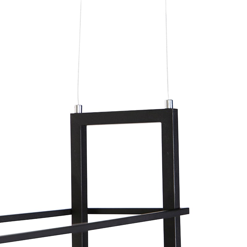Lampada a sospensione industriale nera con legno e cremagliera 4 luci - Cage Rack