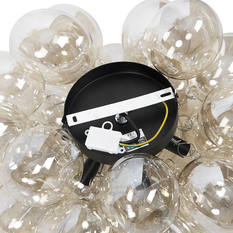 Plafón inteligente negro con cristal ámbar 6 luces con 6 WiFi G9 - Uvas