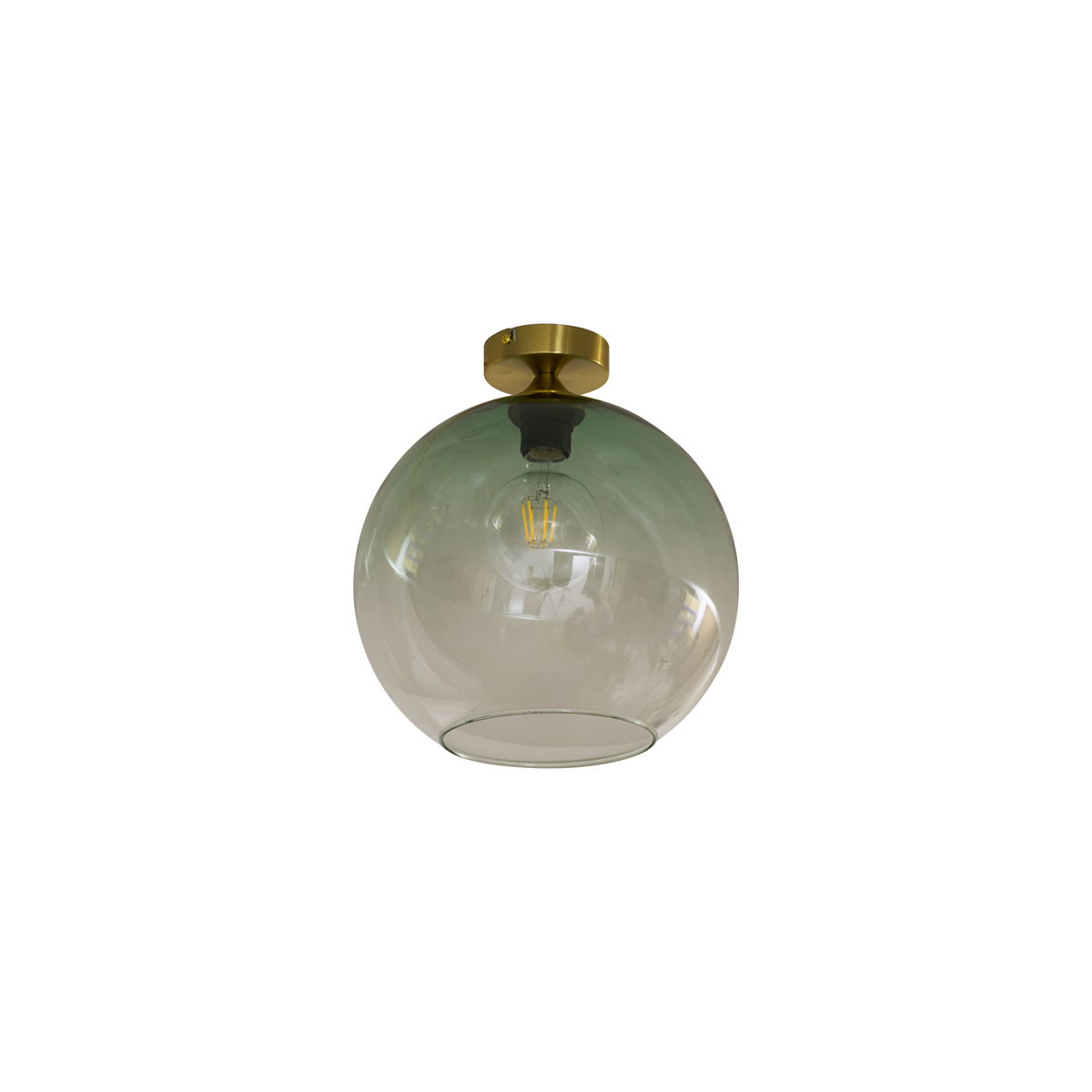 Lámpara de techo Art Déco de latón con cristal verde - Sandra