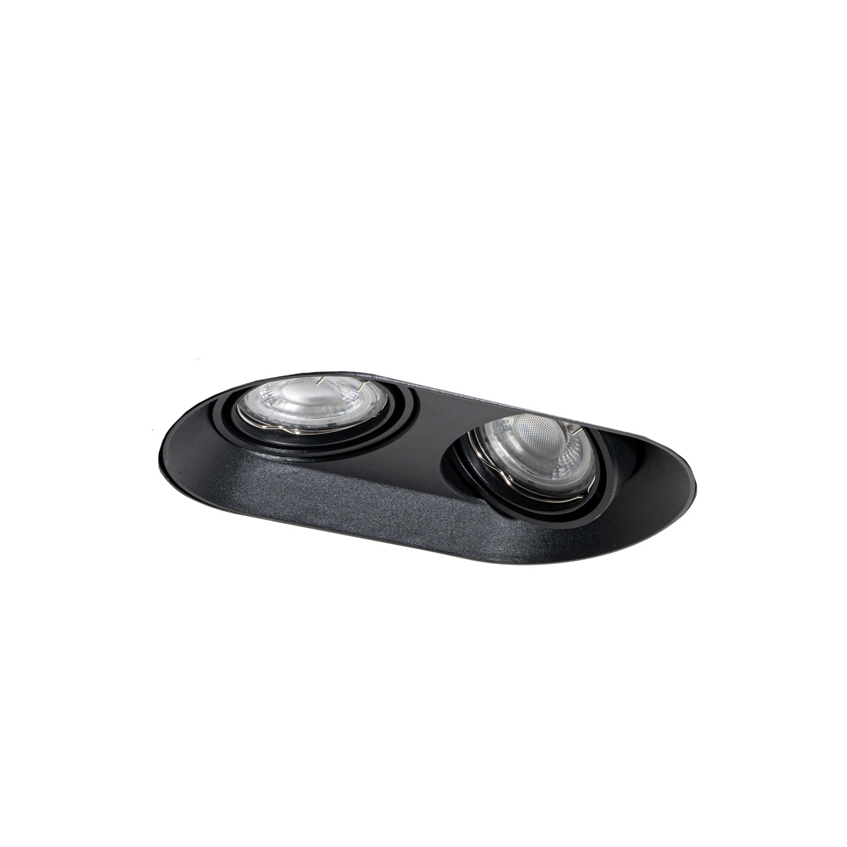 Ensemble de 6 spots encastrables ronds noirs GU10 50mm 2 lumières - Hubs